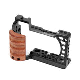 Wood Handle Metal Camera Cage For Sony A6400 / A6300 / A6100 / A6000 Stabilizer Rig - Side View