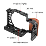 Wood Handle Metal Camera Cage For Sony A6400 / A6300 / A6100 / A6000 Stabilizer Rig - Top-Down View