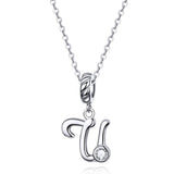 925 Sterling Silver Personalized Letter Pendant For Diy Bracelets & Necklaces Style - U - Side View