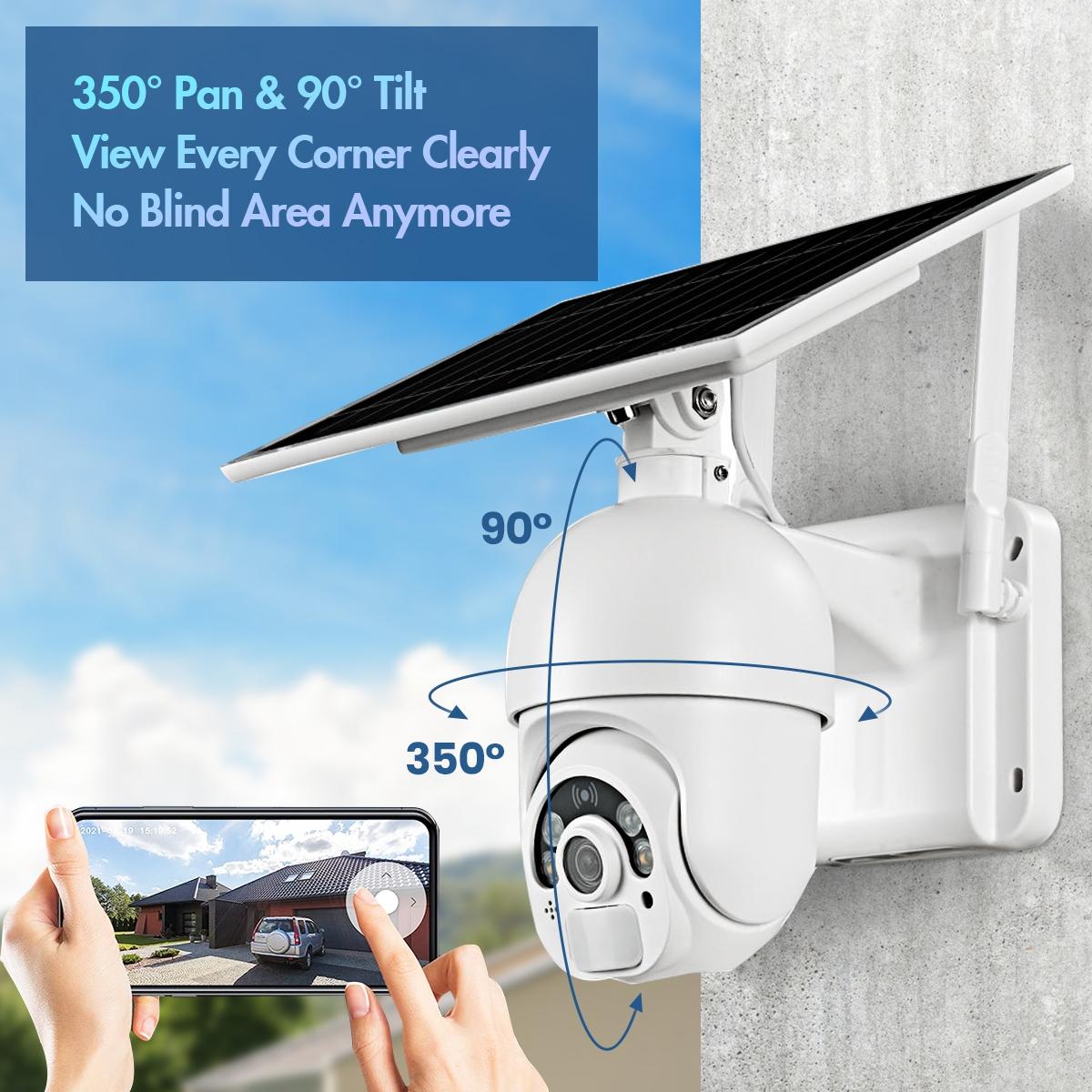 Solar-Powered Wifi Camera With 1080P Hd Pir Alarm Night Vision And Two-Way Audio