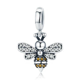 925 Sterling Silver Bee Charm For Diy Bracelets - Front View
