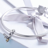 925 Sterling Silver Bee Charm For Diy Bracelets - Top-Down View