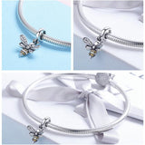 925 Sterling Silver Bee Charm For Diy Bracelets - 45-Degree Angle