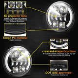 Car 7 Inch Dc9 - 30V Led Headlight Modification Accessories For Jeep Wrangler - Side View