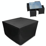 Outdoor Furniture Set Cover - Anti-uv Waterproof Dust-proof 210d Oxford Cloth Folding 126x126x74cm Black - Front View