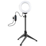 Usb 3 Modes Dimmable Led Ring Light with Tripod Holder and Cold Shoe Ball Head - 4.7 Inch Diameter - Side View