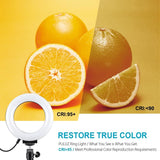 Usb 3 Modes Dimmable Led Ring Light with Tripod Holder and Cold Shoe Ball Head - 4.7 Inch Diameter - Close-Up Angle