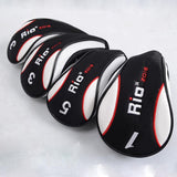 Black Red Wood Golf Head Cover Pusher Set - Wood Rod - Top-Down View