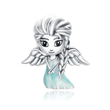 925 Sterling Silver Snowflake Elf Girl Beads For Diy Bracelets & Necklaces - Front View