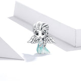 925 Sterling Silver Snowflake Elf Girl Beads For Diy Bracelets & Necklaces - Side View