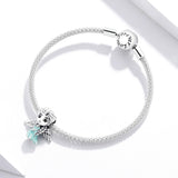 925 Sterling Silver Snowflake Elf Girl Beads For Diy Bracelets & Necklaces - Low Angle
