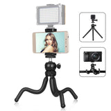Flexible Mini Octopus Tripod with Ball Head and Phone Clamp - Front View