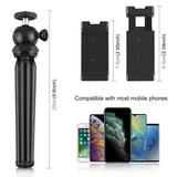 Flexible Mini Octopus Tripod with Ball Head and Phone Clamp - Top-Down View
