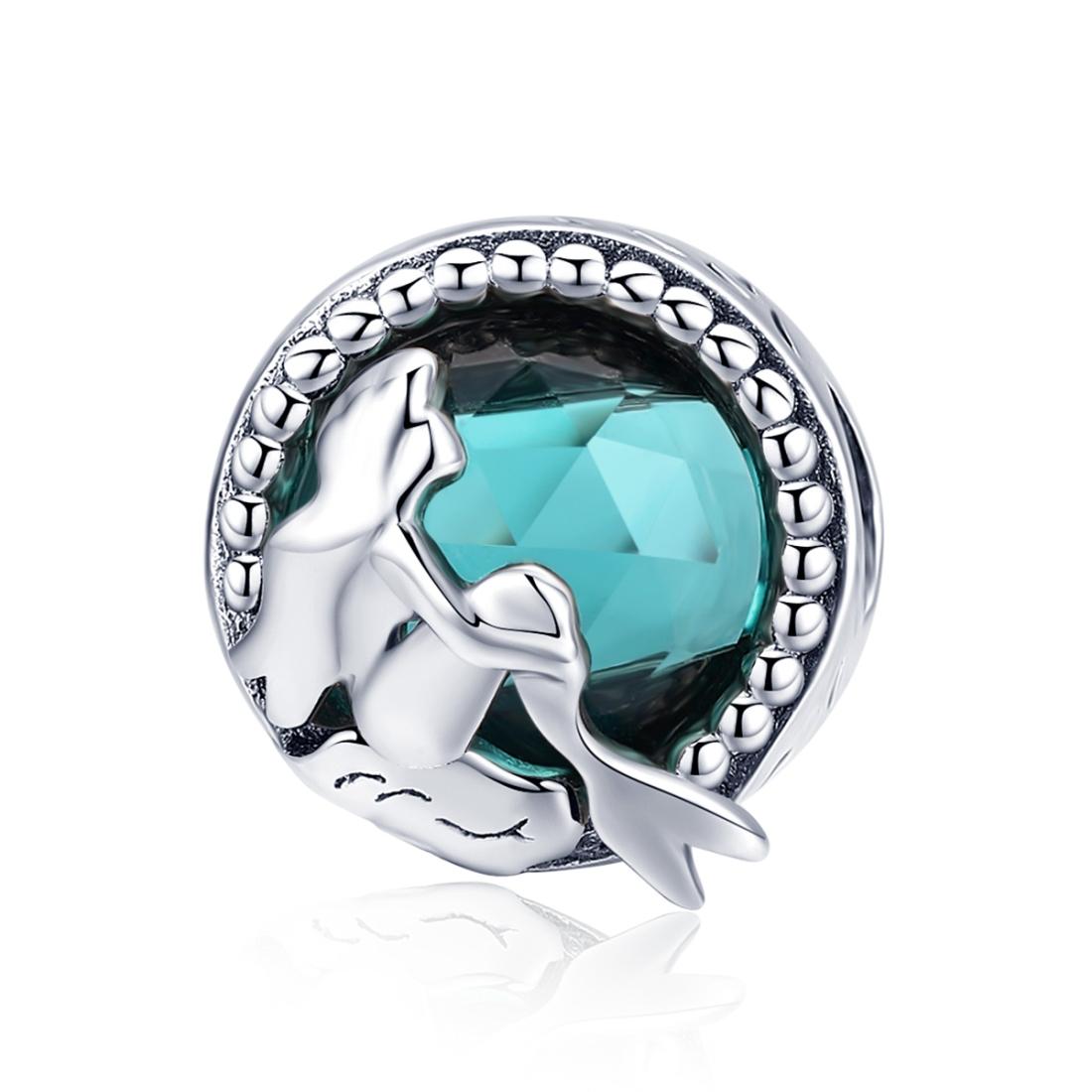925 Sterling Silver Green Mermaid Beaded Bracelet Charms