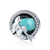 925 Sterling Silver Green Mermaid Beaded Bracelet Charms - Front View