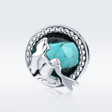 925 Sterling Silver Green Mermaid Beaded Bracelet Charms - Side View