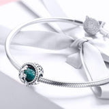 925 Sterling Silver Green Mermaid Beaded Bracelet Charms - Close-Up Angle