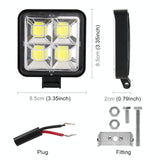 Car Square Work Light With 4 Cob Lamp Beads - Front View