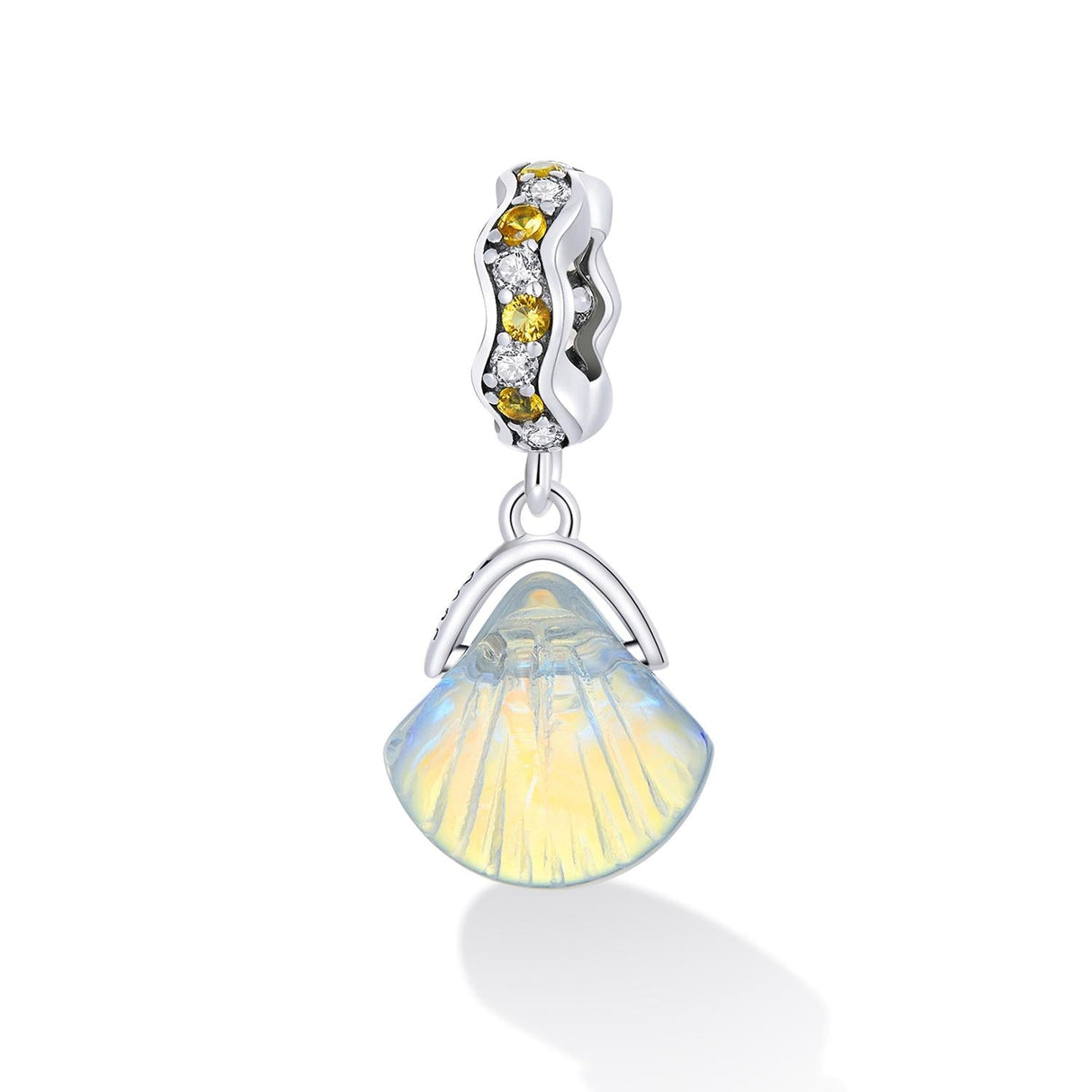 925 Sterling Silver Iridescent Shell Pendant For Diy Bracelet Or Necklace
