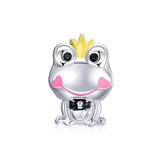 925 Sterling Silver Frog Prince Charm For Diy Bracelets & Necklaces - Front View