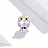 925 Sterling Silver Frog Prince Charm For Diy Bracelets & Necklaces - Side View
