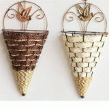Rustic Hanging Rattan Vase for Farmhouse Decor - Side View