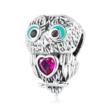 925 Sterling Silver Owl Beads For Diy Bracelets & Necklaces - Front View