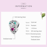 925 Sterling Silver Owl Beads For Diy Bracelets & Necklaces - Top-Down View