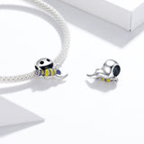 925 Sterling Silver Ghost Bead Bracelet & Necklace Set - Close-Up Angle