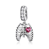 925 Sterling Silver Rib Pendant For Diy Bracelets - Front View