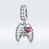 925 Sterling Silver Rib Pendant For Diy Bracelets - Side View