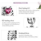 925 Sterling Silver Rib Pendant For Diy Bracelets - 45-Degree Angle