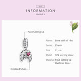 925 Sterling Silver Rib Pendant For Diy Bracelets - Rear View