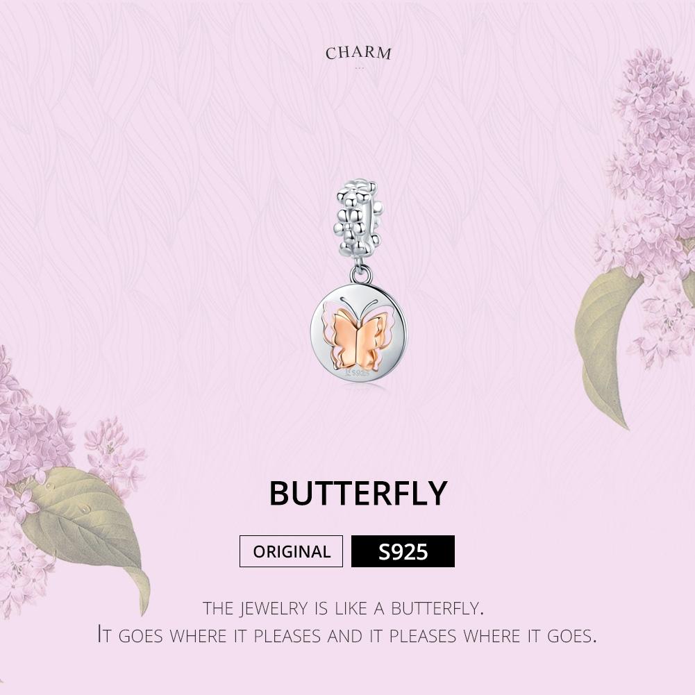 925 Sterling Silver Gold Butterfly Pendant For Diy Bracelets & Necklaces