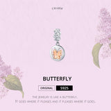 925 Sterling Silver Gold Butterfly Pendant For Diy Bracelets & Necklaces - Top-Down View