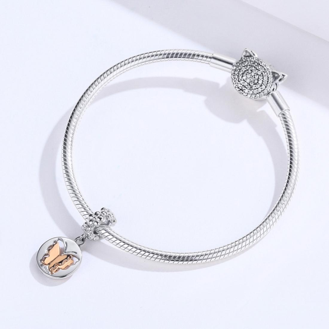 925 Sterling Silver Gold Butterfly Pendant For Diy Bracelets & Necklaces