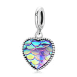 925 Sterling Silver Fish Scale Heart Pendant For Diy Bracelets & Necklaces - Front View