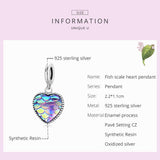 925 Sterling Silver Fish Scale Heart Pendant For Diy Bracelets & Necklaces - Top-Down View
