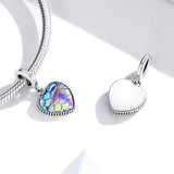 925 Sterling Silver Fish Scale Heart Pendant For Diy Bracelets & Necklaces - Rear View