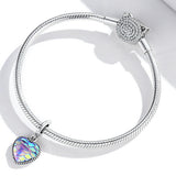 925 Sterling Silver Fish Scale Heart Pendant For Diy Bracelets & Necklaces - Close-Up Angle