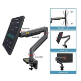 Adjustable Aluminum Monitor Holder - Rotatable 22-40 Inches - 45-Degree Angle
