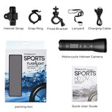 Motorcycle Helmet Camera with Flashlight and Compass - Hd Sports Video Recorder - Low Angle