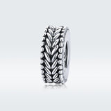 925 Sterling Silver Retro Wheat Ears Beaded Bracelet For Girls - Side View