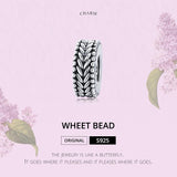 925 Sterling Silver Retro Wheat Ears Beaded Bracelet For Girls - Top-Down View