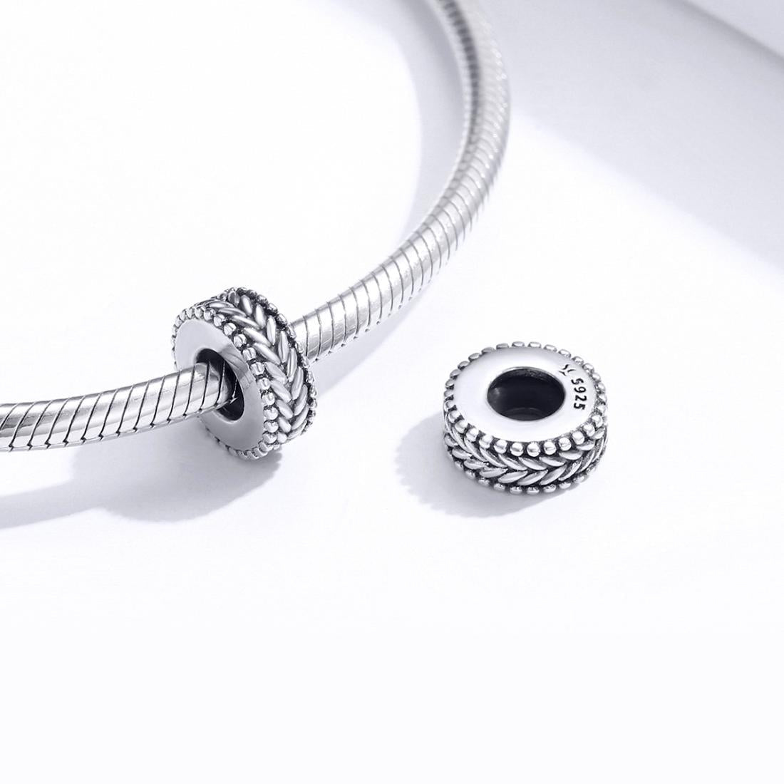 925 Sterling Silver Retro Wheat Ears Beaded Bracelet For Girls