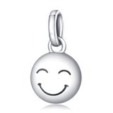 925 Sterling Silver Smiley Pendant For Diy Bracelets & Necklaces - Front View