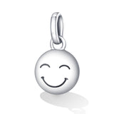 925 Sterling Silver Smiley Pendant For Diy Bracelets & Necklaces - Side View