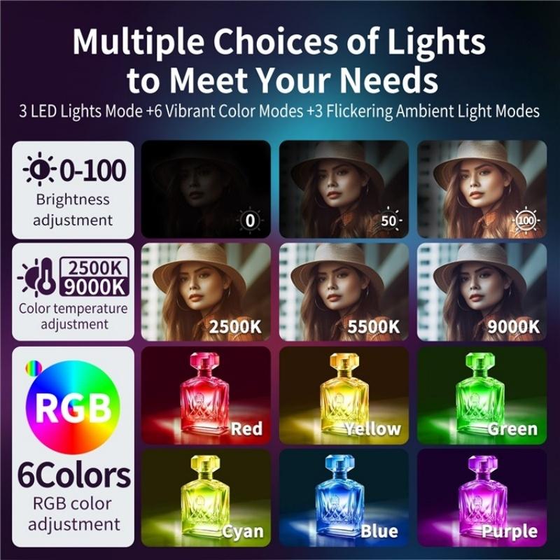 V17 Live Broadcast Magnetic Phone Photography Lamp with Rgb Led Fill Light