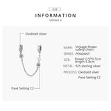 925 Sterling Silver Flower Safety Chain For Diy Bracelets & Necklaces - Top-Down View