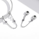 925 Sterling Silver Flower Safety Chain For Diy Bracelets & Necklaces - Rear View